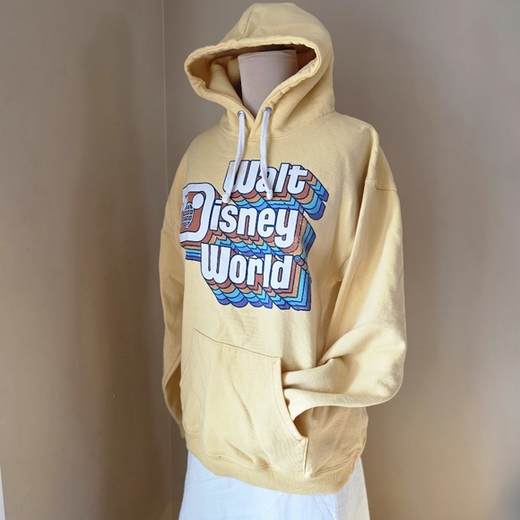 Disney Tops - Walt Disney World Retro 70s Style Yellow Hoodie Size M